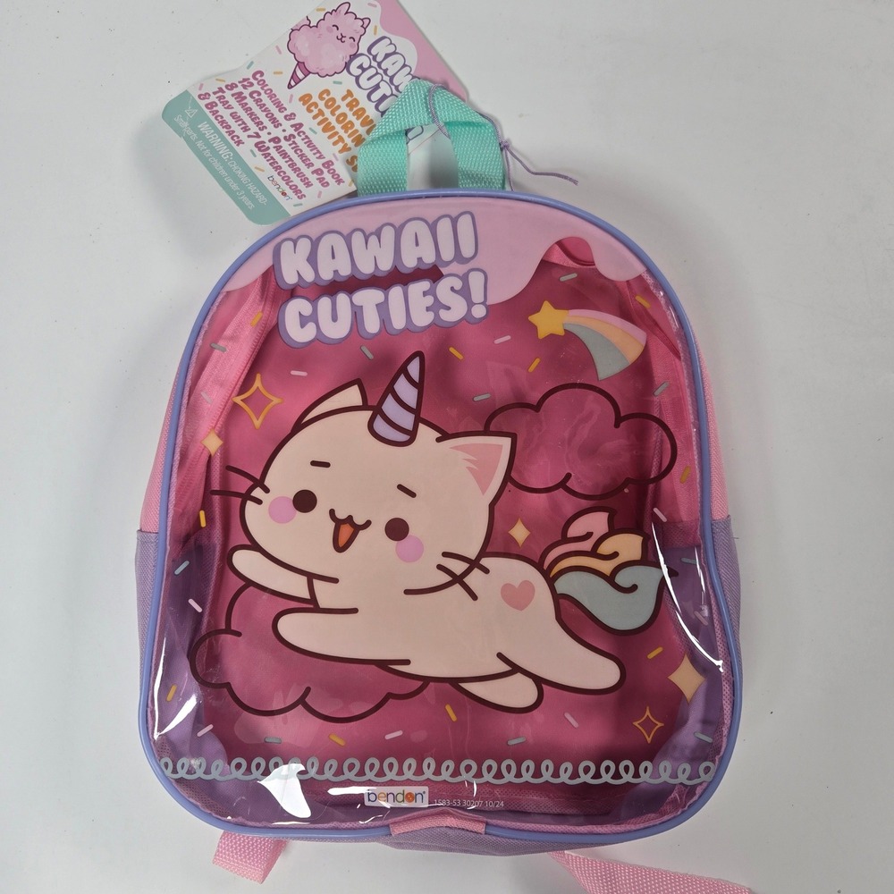 Bendon Kawaii Cuties Mini Small Kids Backpack Girls Small Pink Unicorn Cat NWT